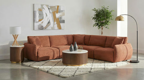 Burnett Fabric Upholstered Modular Armless Chair Coral