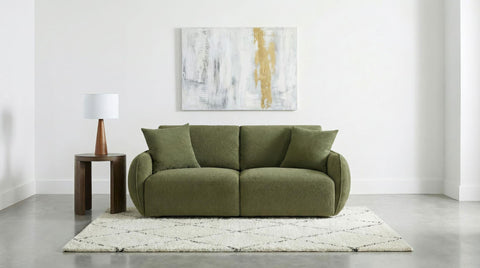 Burnett Fabric Upholstered Modular Lounge Loveseat Green