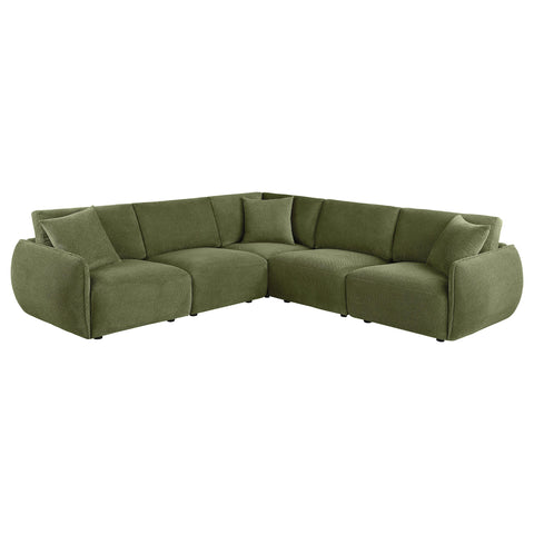 Burnett 5-piece Fabric Upholstered Modular Sectional Sofa Green