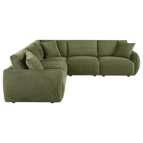 Burnett 5-piece Fabric Upholstered Modular Sectional Sofa Green