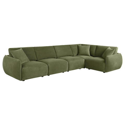 Burnett 5-piece Fabric Upholstered Modular Sectional Sofa Green