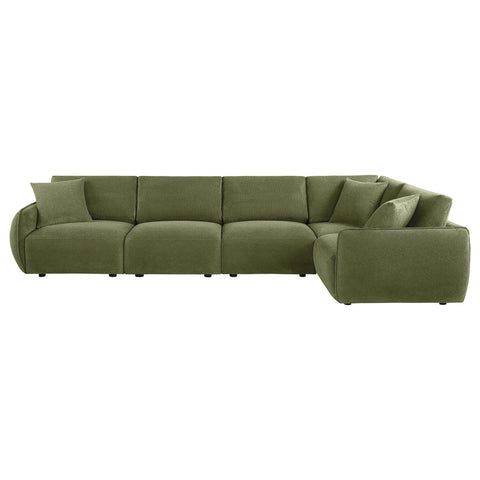Burnett 5-piece Fabric Upholstered Modular Sectional Sofa Green