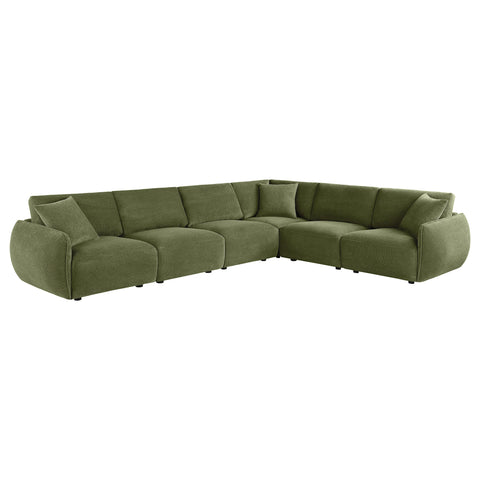 Burnett 6-piece Fabric Upholstered Modular Sectional Sofa Green
