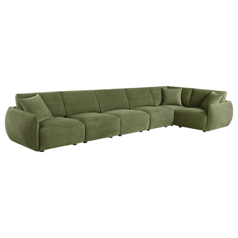 Burnett 6-piece Fabric Upholstered Modular Sectional Sofa Green