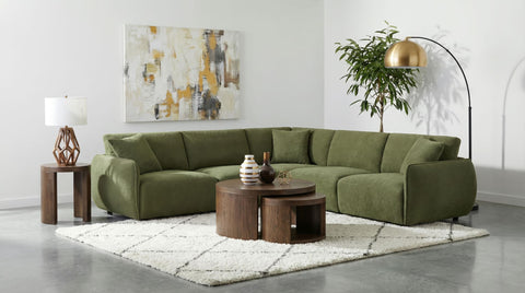 Burnett Fabric Upholstered Modular LAF Chair Green