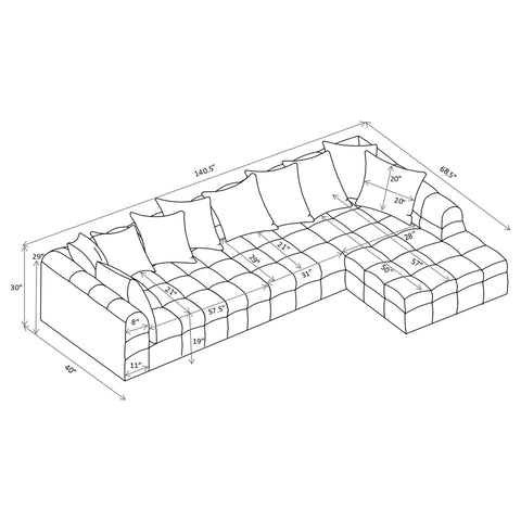 Scotland 3-Piece Upholstered Sectional Sofa