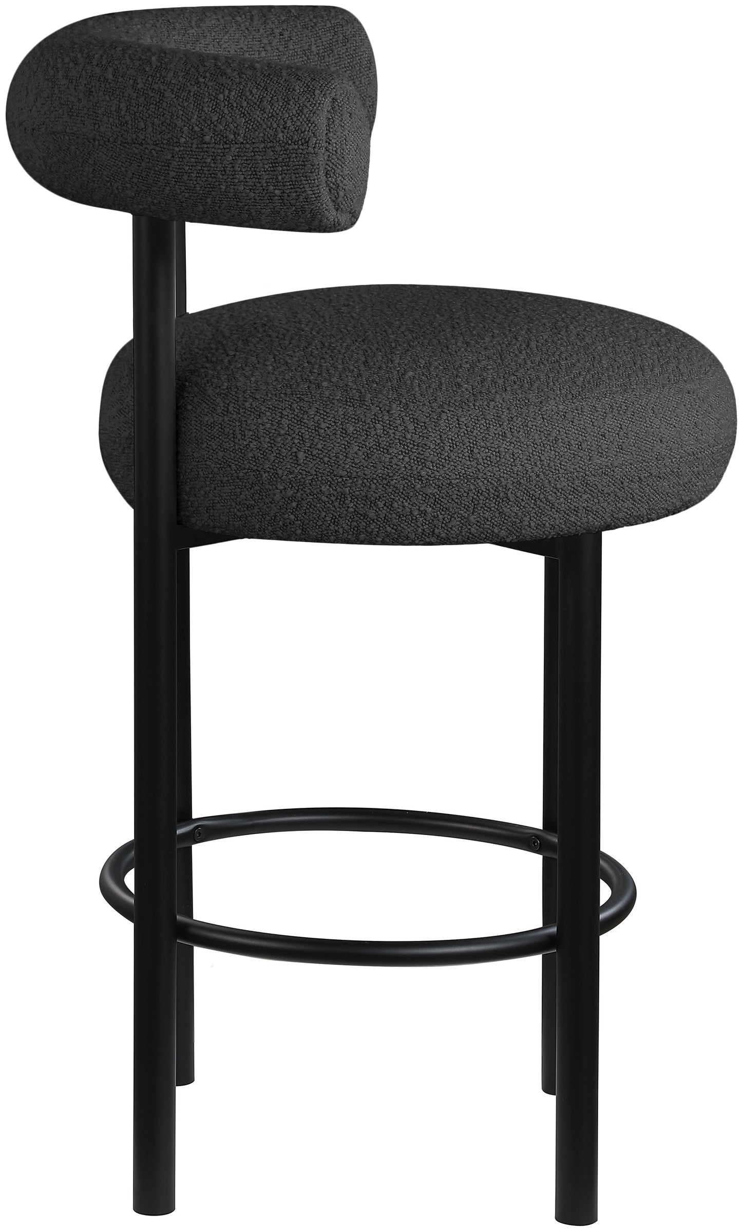 poppy black boucle fabric stool c