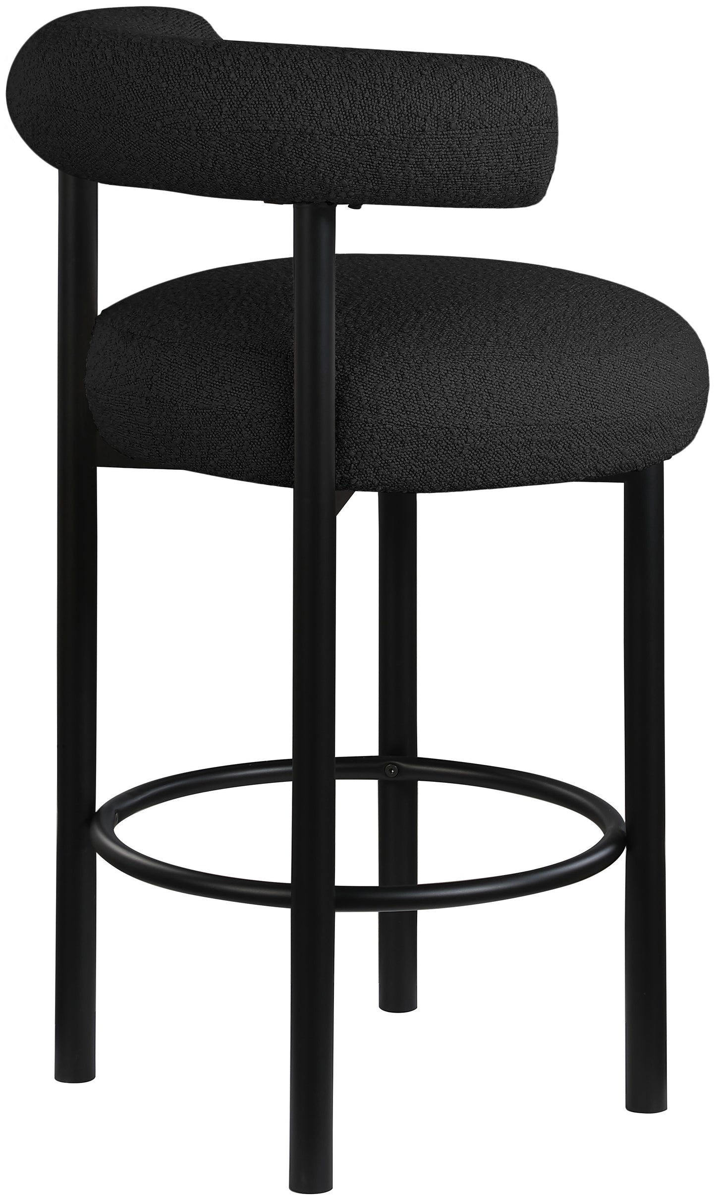 poppy black boucle fabric stool c