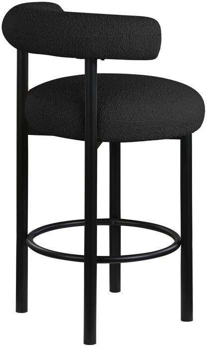 Poppy Black Boucle Fabric Stool C