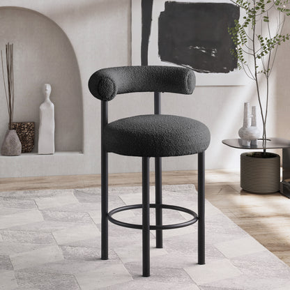 Poppy Black Boucle Fabric Stool C