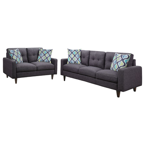 Lucas 2-piece Upholstered Track Arm Sofa Set GreyGrey
