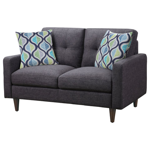 Lucas Upholstered Track Arm Tufted Loveseat GreyGrey
