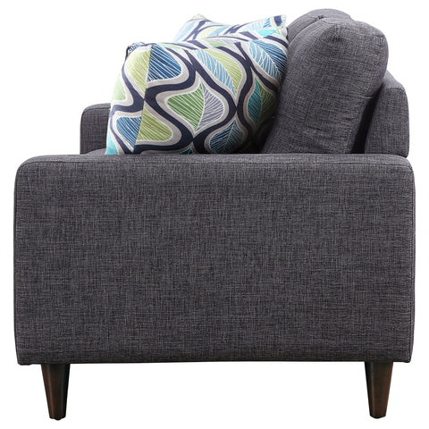 Lucas Upholstered Track Arm Tufted Loveseat GreyGrey