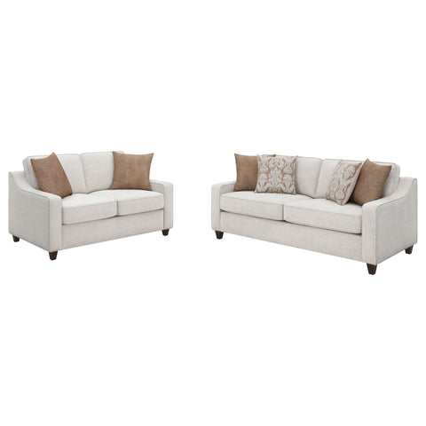 Robin 2-piece Upholstered Sloped Arm Sofa Set BeigeBeige