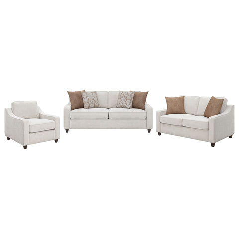 Robin 3-piece Upholstered Sloped Arm Sofa Set BeigeBeige
