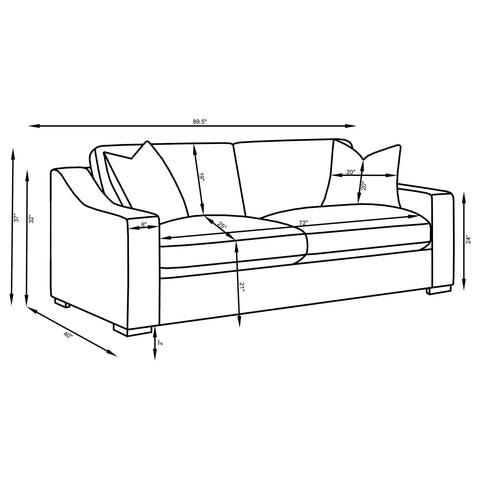 Byrne 3-piece Upholstered Track Arm Sofa Set Sand
