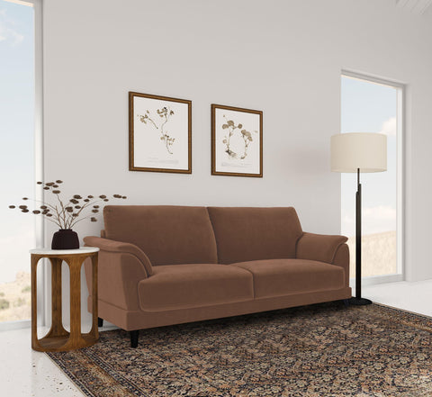Whitney Velvet Upholstered Crescent Arm Sofa Rust
