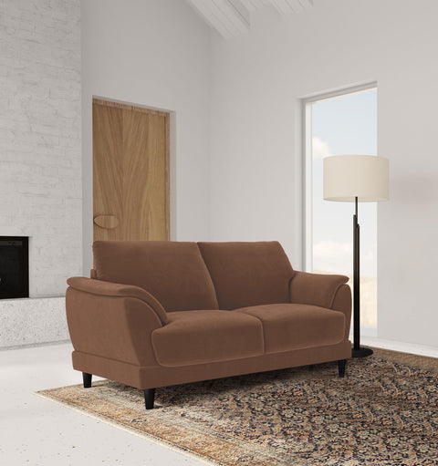 Whitney Velvet Upholstered Crescent Arm Loveseat Rust