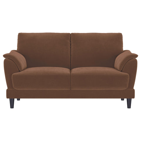 Whitney Velvet Upholstered Crescent Arm Loveseat Rust