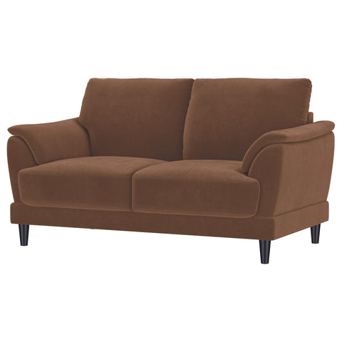 Whitney Velvet Upholstered Crescent Arm Loveseat Rust