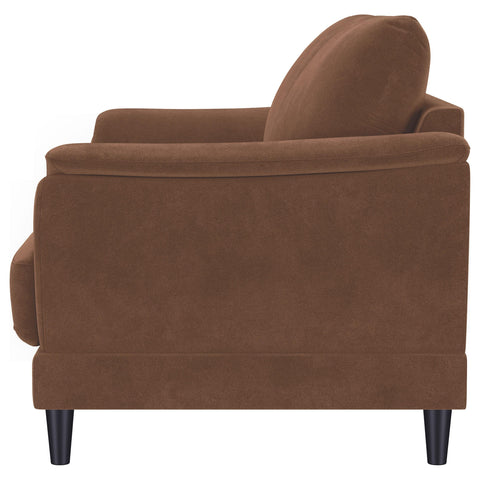 Whitney Velvet Upholstered Crescent Arm Loveseat Rust