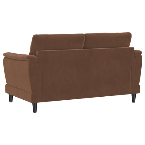 Whitney Velvet Upholstered Crescent Arm Loveseat Rust