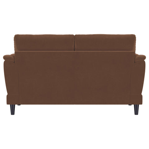 Whitney Velvet Upholstered Crescent Arm Loveseat Rust