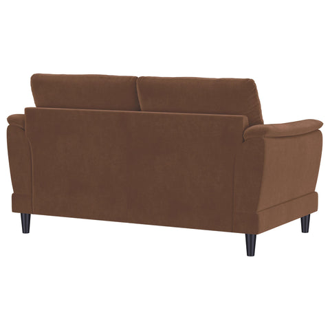 Whitney Velvet Upholstered Crescent Arm Loveseat Rust
