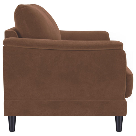 Whitney Velvet Upholstered Crescent Arm Loveseat Rust