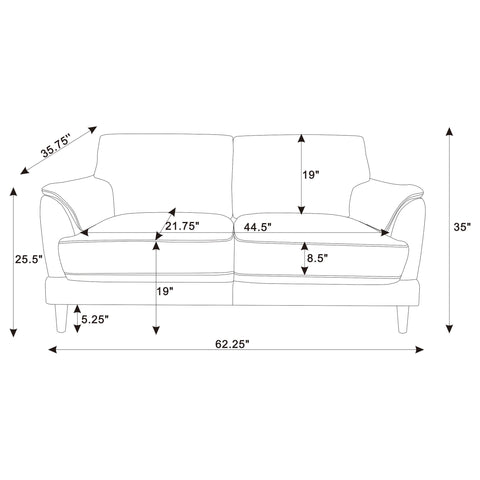 Whitney Velvet Upholstered Crescent Arm Loveseat Rust