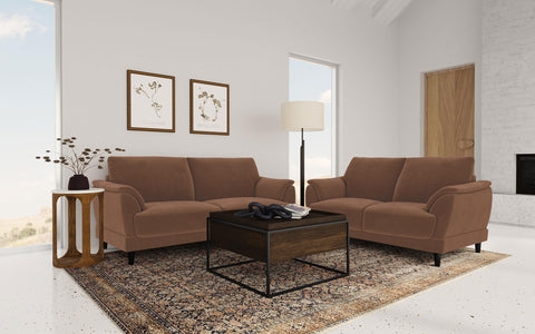 Whitney Velvet Upholstered Crescent Arm Loveseat Rust