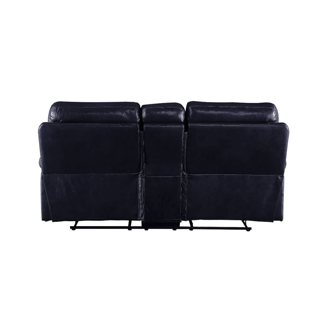 dazenus motion loveseat w/console, navy leather-gel match