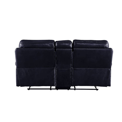 Dazenus Motion Loveseat W/Console, Navy Leather-Gel Match