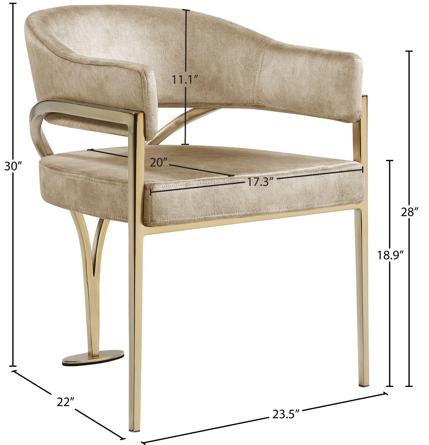 kenzi beige velvet dining chair c