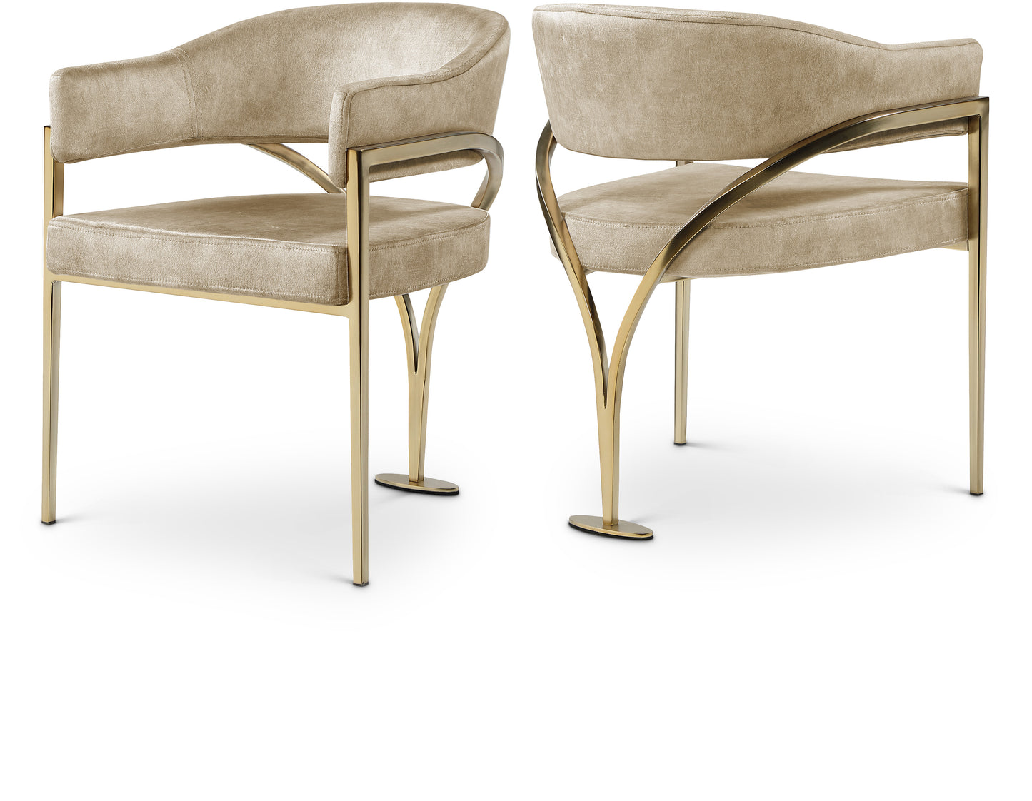 noah beige velvet dining chair