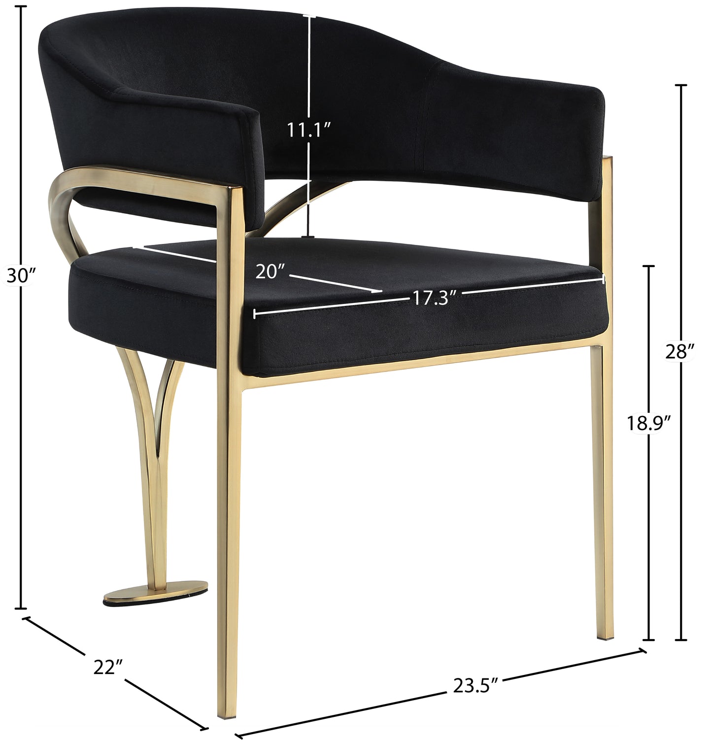 noah black velvet dining chair