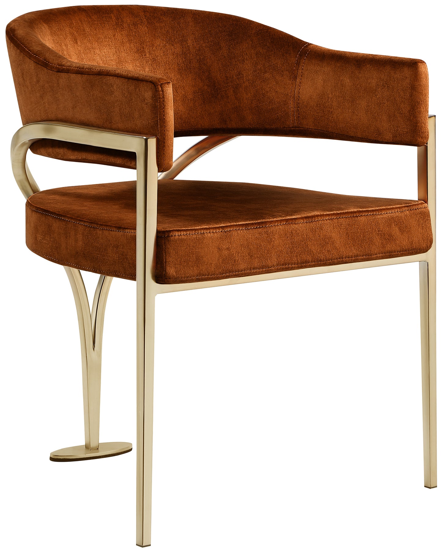 noah cognac velvet dining chair