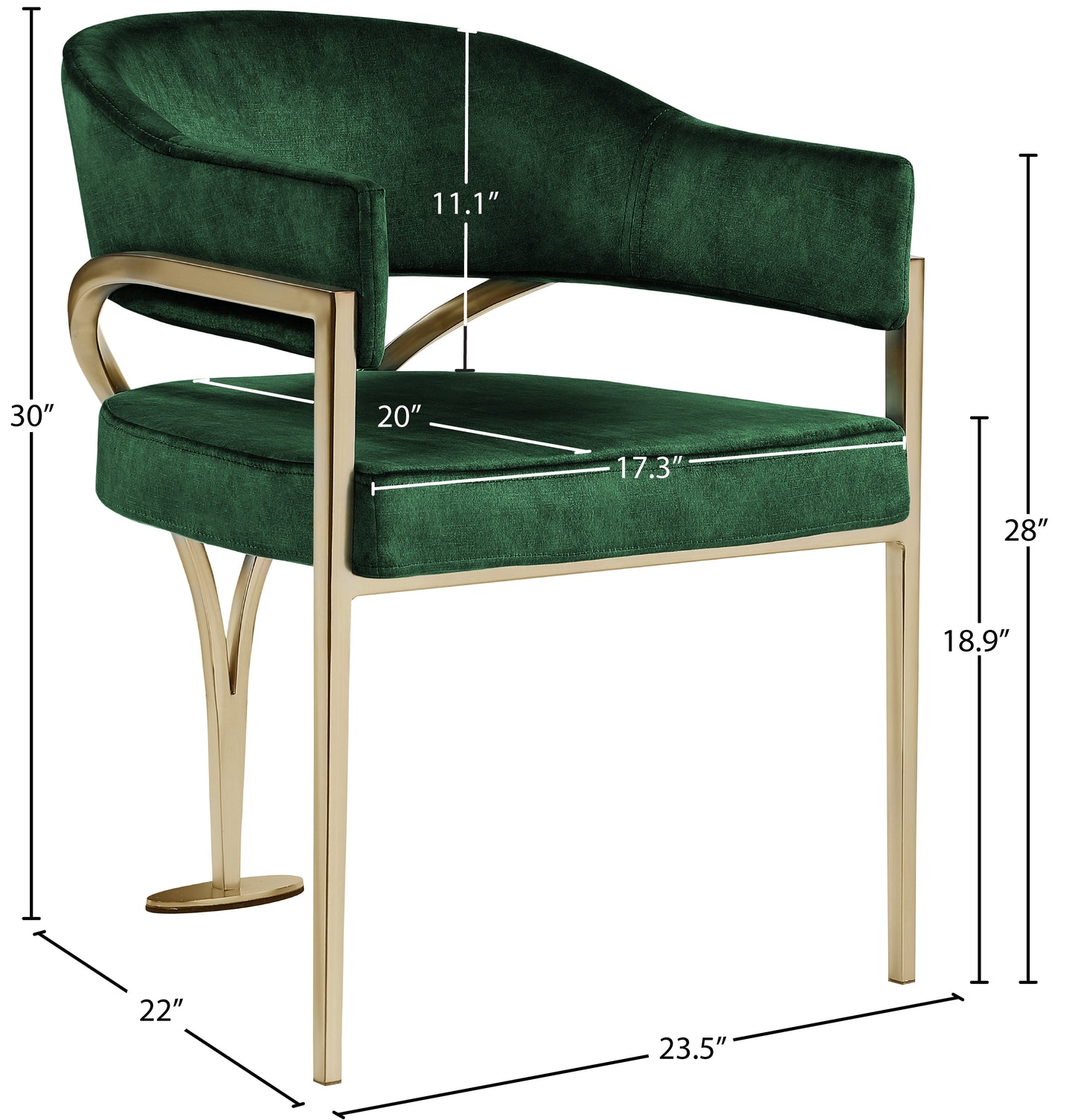 kenzi green velvet dining chair c