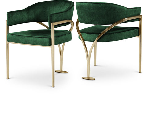 Jolie Green Velvet Upholstered Dining Chair, 2-Piece