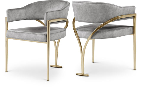 Jolie Grey Velvet Upholstered Dining Chair, 2-Piece
