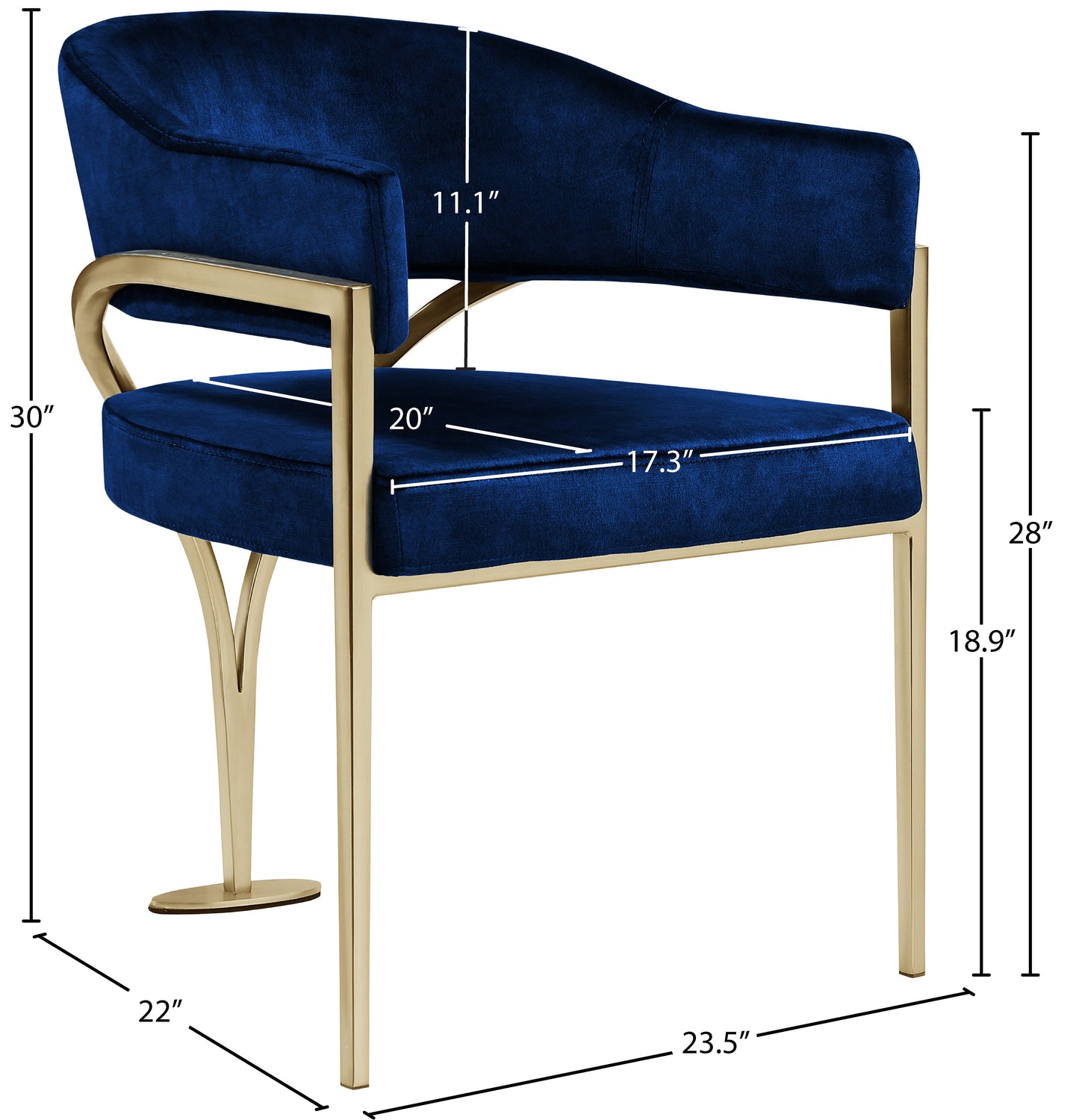 kenzi navy velvet dining chair c