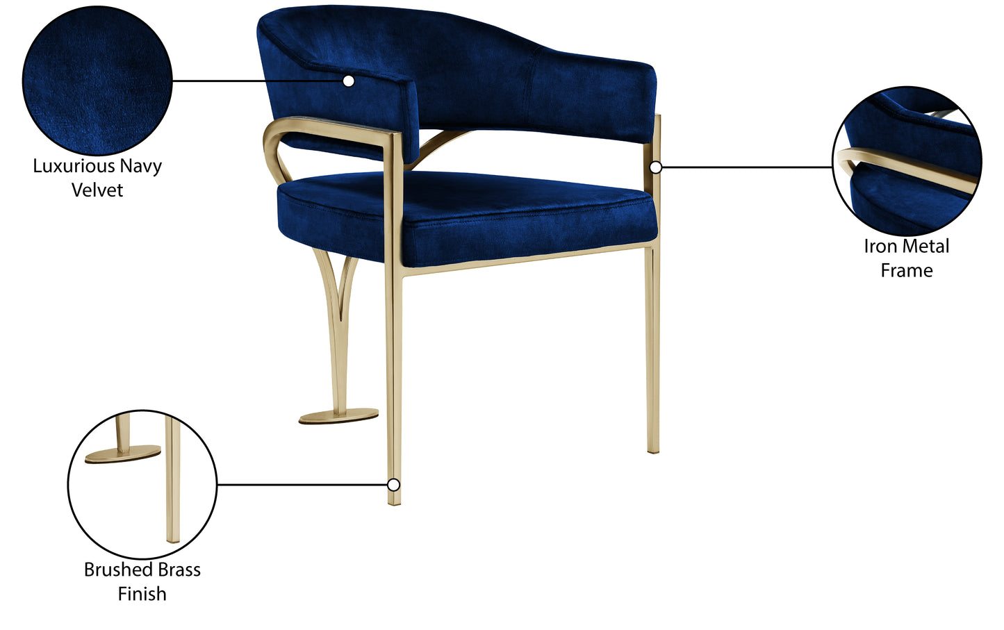 kenzi navy velvet dining chair c