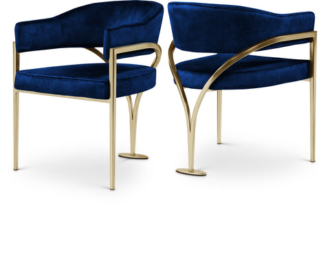 Jolie Navy Velvet Upholstered Dining Chair, 2-Piece