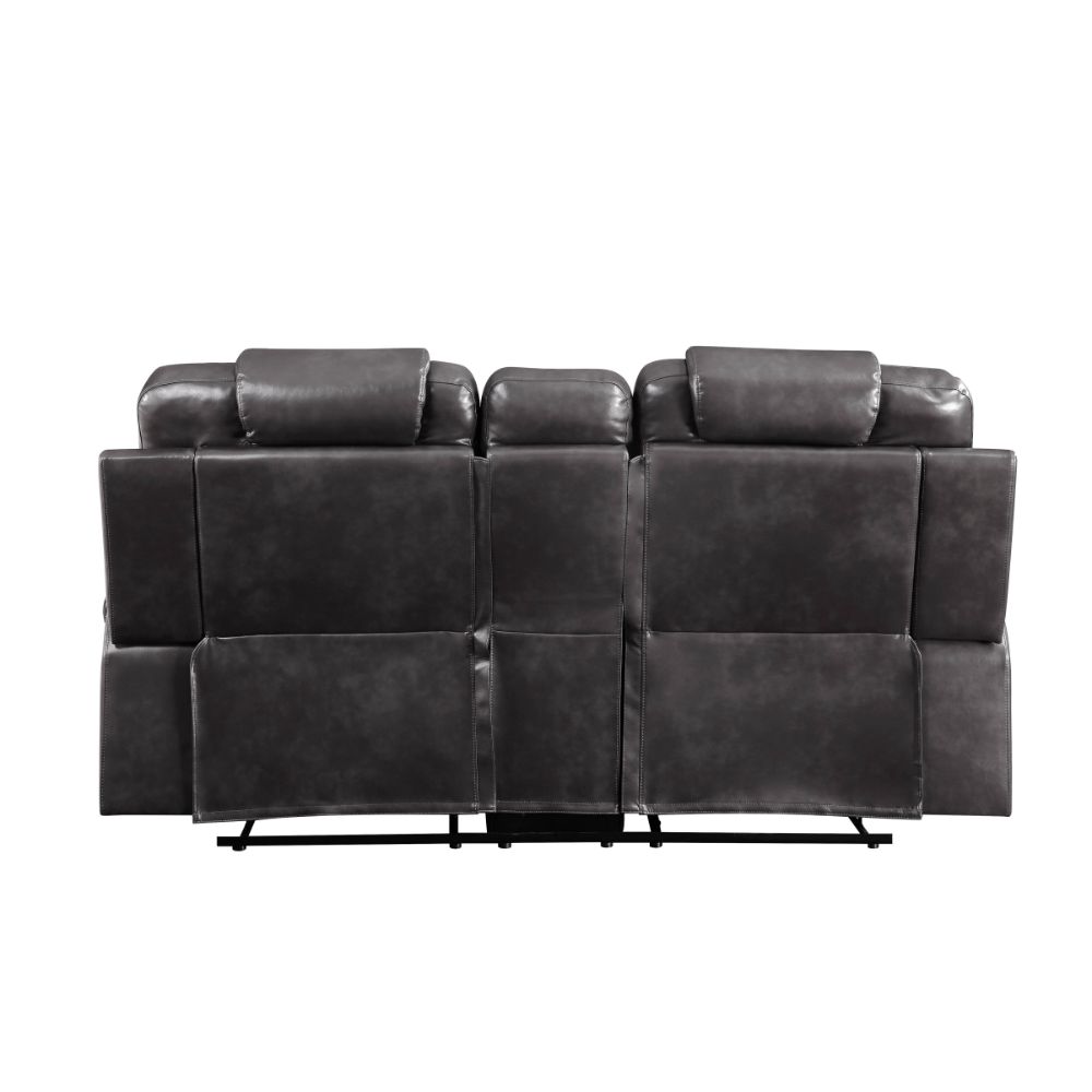 decapree motion loveseat w/console, magnetite synthetic leather