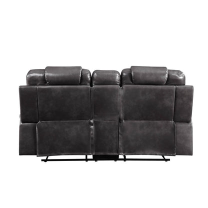 Decapree Motion Loveseat W/Console, Magnetite Synthetic Leather