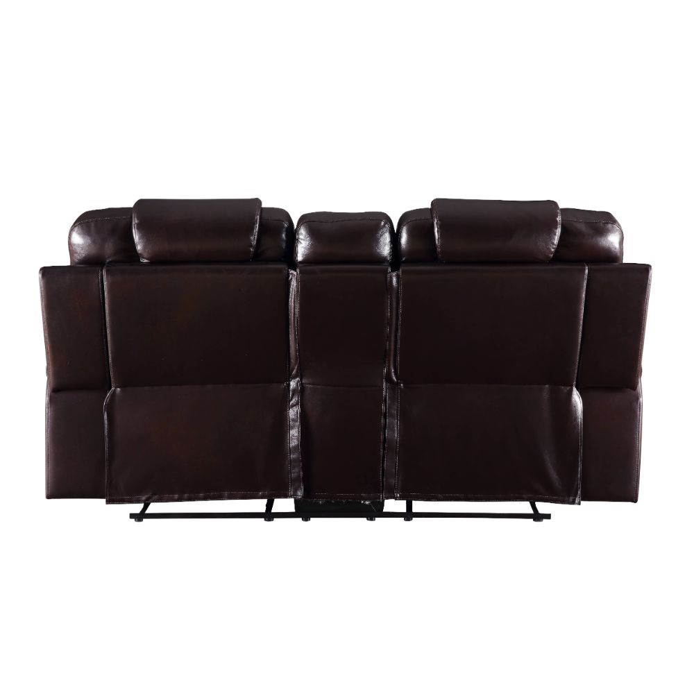 decapree motion loveseat w/console, brown synthetic leather