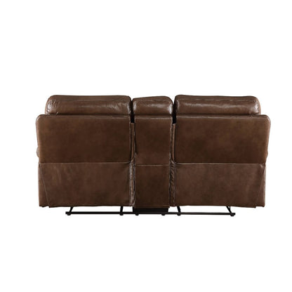 Dazenus Motion Loveseat W/Console, Brown Leather-Gel Match