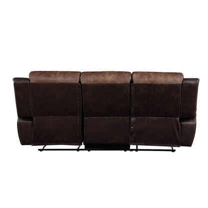 Decmus Motion Sofa, Toffee & Espresso Polished Microfiber