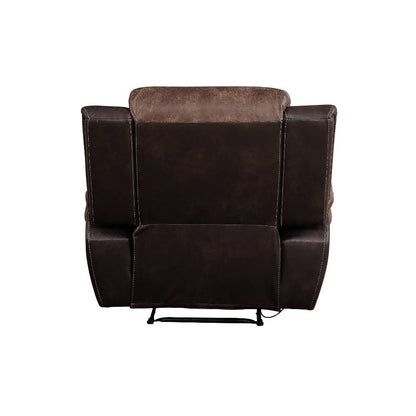 Decmus Motion Recliner, Toffee & Espresso Polished Microfiber