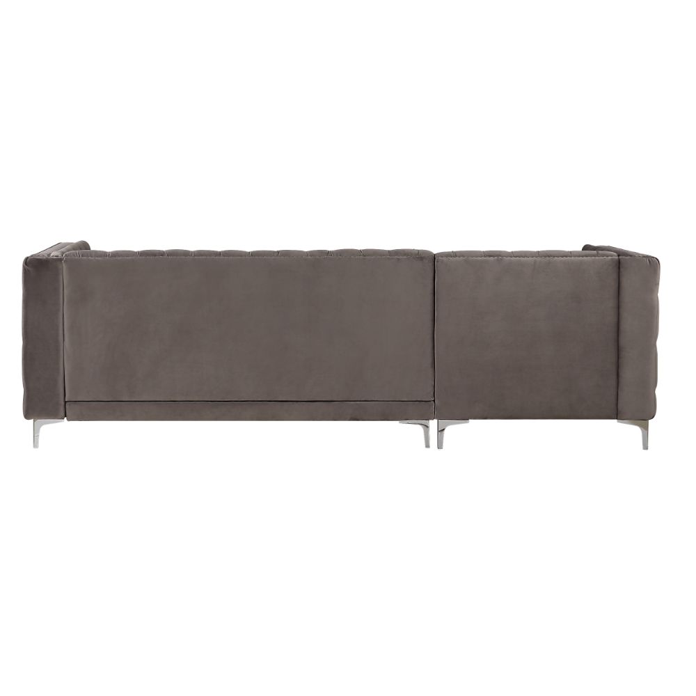 deliz sectional sofa, gray velvet